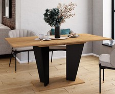 Table à Manger Table Chêne Noir 120-160 Avec Synchronauszug, Abs-Kante, Table