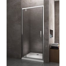 PORTE DE DOUCHE BATTANTE AVEC AXES PIVOTANTS ASYMÉTRIQUES H 200 8 MM TRANSPARENT