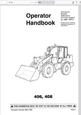 JCB 406, 408 Wheeled Loader Operators Owners Users Manual 9801-7680 PDF USB