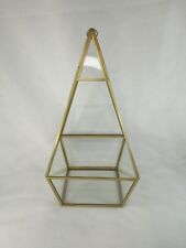 Brass Geometric Glass Terrarium Triangle Hanging Table Clear Display Case India