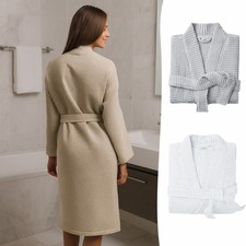 Unisex Lightweight Waffle Bathrobe - Super Soft Spa Dressing Gown Kimono Robe