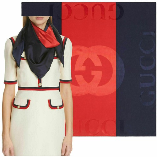 Gucci scarf blue red web - red,