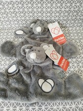 Doudou plat souris gris blanc cœur blanc Pericles neuf lot de 2