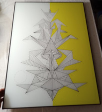 BoConcept Gallery Glass Art Symmetry Abstract Yellow White 60x80 cm 32.5"x24"