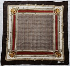 SCARF VINTAGE AUTHENTIC DANIEL LA FORET EQUESTRIAN ART PLAID CASHMERE 34"SQUARE