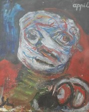 FINE ART by Master Karel Appel - Oil Masonite Piece ( 1964 ) - Very RARE