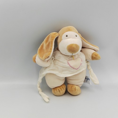 Doudou chien beige blanc - , robe