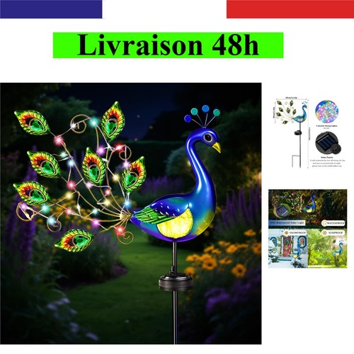 Lampe solaire jardin paon - lampe,