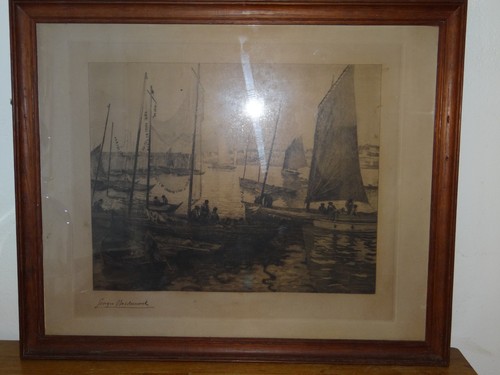 Belle gravure marine bateaux - gravure,