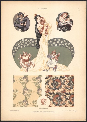 1900 lithographie carnaval - lithographie,