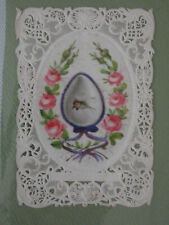 Pious Image Lace Chicken Scissor Out of Egg. roses , on silk