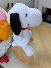 Snoopy chien blanc ultra doux, doudou peluche fait main au crochet neuf, 27 cm