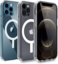 Coque Transparente Pour Phone 15 14 13 12 Pro Max Mini Avec Cercle magnétique