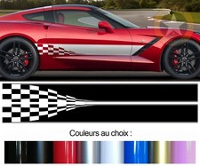 2 X BANDES RACING DAMIERS POUR CORVETTE C7 C6 C5 AUTOCOLLANT STICKER BD577-2