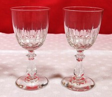 2 12.6cm Baccarat Crystal Service Air Drop Wine Glasses circa 1860-1880