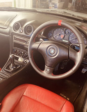 Volant CUIR NEUF Mazda MX5 Nardi Torino 323 F 1999-2005 rouge 12'clock
