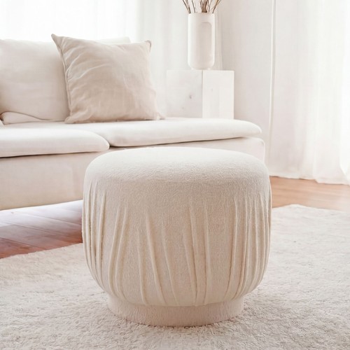 Pouf tissu 50cm crème - en,