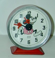 Mickey Mouse Nodding Head Bayard Alarm Clock France 1972 Walt Disney Prod Works!