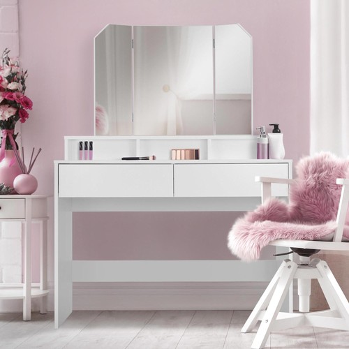 Coiffeuse avec miroir pliable