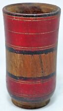 Ancien en Bois Boisson Tasse Verre Original Ancien Main Sculpté Laque Peints