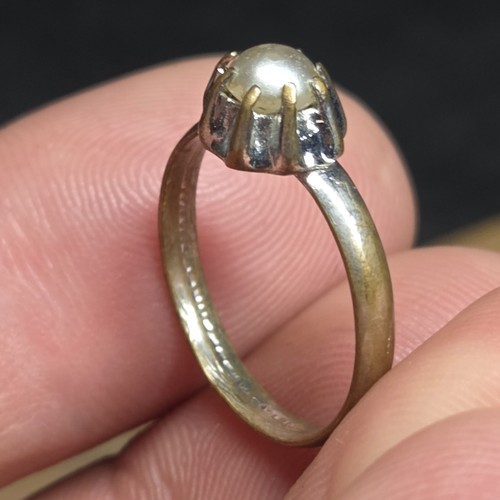 Bague plaqué avec perle - plaqué,