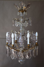  18th Century Bronze, Crystal and Glass 6 Light Chandelier, 91cm