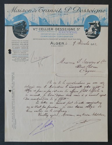 Facture 1922 alegerie transit - facture,