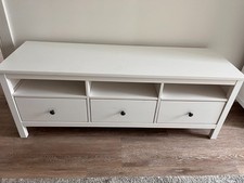 IKEA HEMNES TV Unit White Stain Solid Wood Media Console 58” Storage