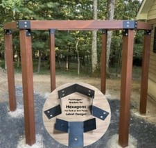 24pc PostHugger™ Hexagon Pergola Bracket Set | 4x4 or 6x6 | 1/8" Plate Steel 