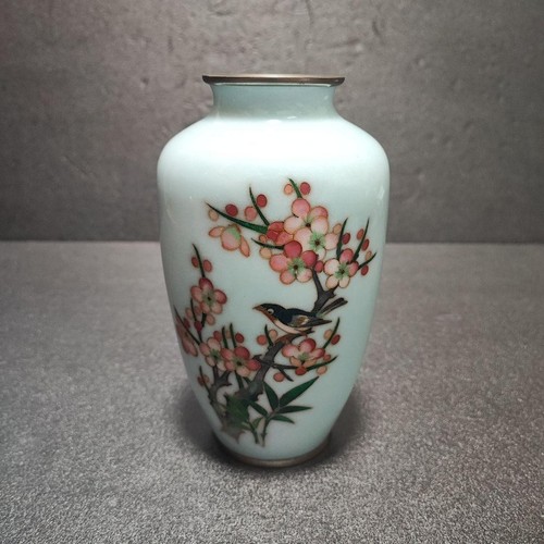 Vase cloisonné motif fleurs