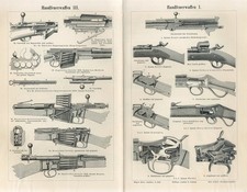 1895 OLD WEAPONS GUNS REMINGTON MAUSER LEE-METFORD HENRY-MARTINI Engraving Print