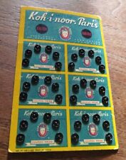  Antique haberdashery card cardboard snap button Waldes KOH I NOOR PARIS black 