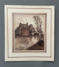 Moulin, aquarelle ancienne