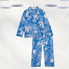 Ex M an S Long Sleeve Comfort Cotton Pyjama Set in Blue Bright Floral Print