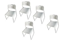 White Metal Omkstak Chairs from Bieffeplast, 1970s, Set of 5