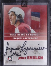 08-09 ITG Jacques Laperriere 1/1 Auto Plus Emblem Bleu Blanc Et Rouge 2008 ROUGE