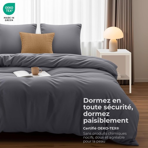 Housse couette 220x240cm - 220x240cm, gris