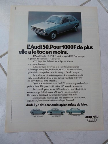 Publicité audi 1975 - 50,