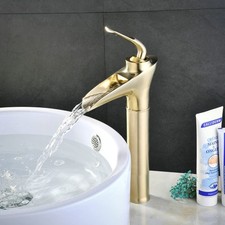 Bathroom Faucet Brushed Gold Waterfall Top Brass Basin Faucets Mas...