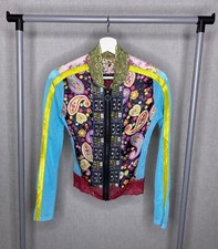 WooXooM Paris Zip Up Wearable Art Shirt Jacket Size XS-S 2 Embroidered Lace Mesh