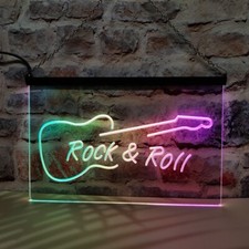 Panneau lumineux néon LED musique guitare rock and roll avec effet fluide coloré