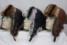 Véritable Chinchilla Rex Fourrure Cuir Unisexe Piège Ouchanka Hiver Hunter Hat