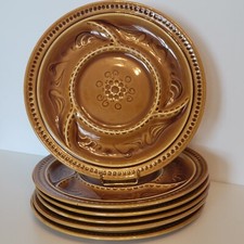 6 Vintage Majolica Fondue Plates