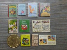 Lot of 10 miniature books OLD SCHOOL 1/12th for miniature showcase