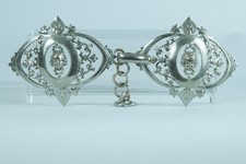 Antique Silver Metal Cape Belt Buckle Berain Decor Putti Costume