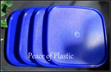 New Tupperware Set of 4 Modular Mates Replacement Square Seals Lids BLUE