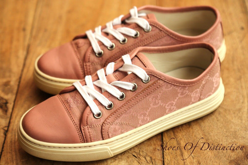 Baskets gucci cuir - rose, gg