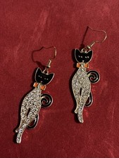 boucles d'oreilles Chat Strass