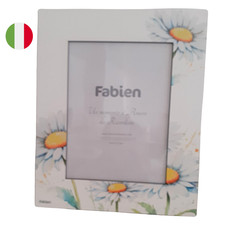 Cadre photo shabby chic artisanale bois blanc émaillé avec marguerites 2 tailles