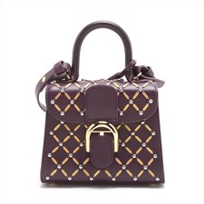 Delvaux Brillant Micro Leather 2 Way Handbag Purple Queen Of Desire Mirror Inclu